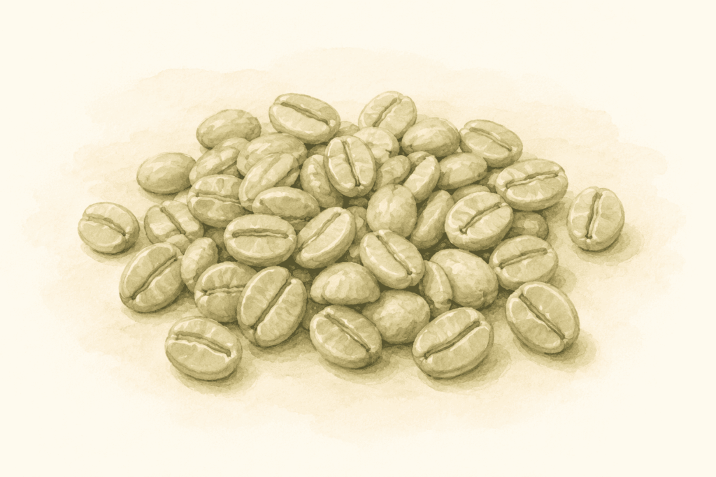 焙煎前の白っぽいコーヒーの生豆
